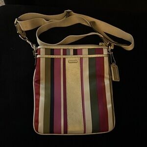 Coach Multicolored Striped Satin Legacy Crossbody Bag